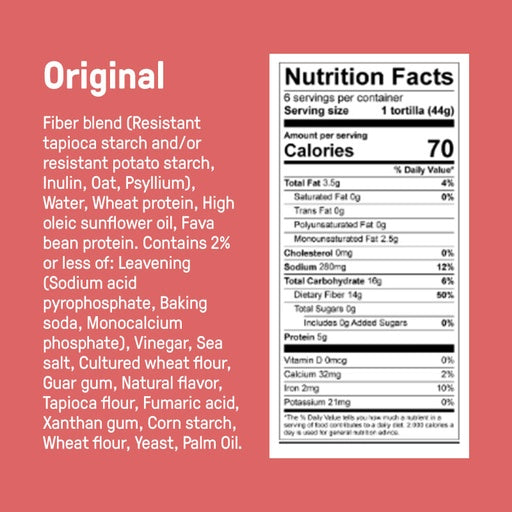 Low Carb Tortillas! Ingredients and Nutrition Facts Panel close up!