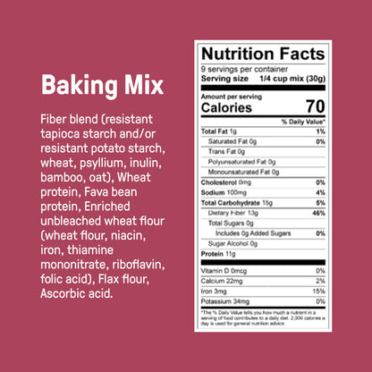 Carbonaut's Low Carb Baking Mix ingredients and Nutrition Facts Panel.