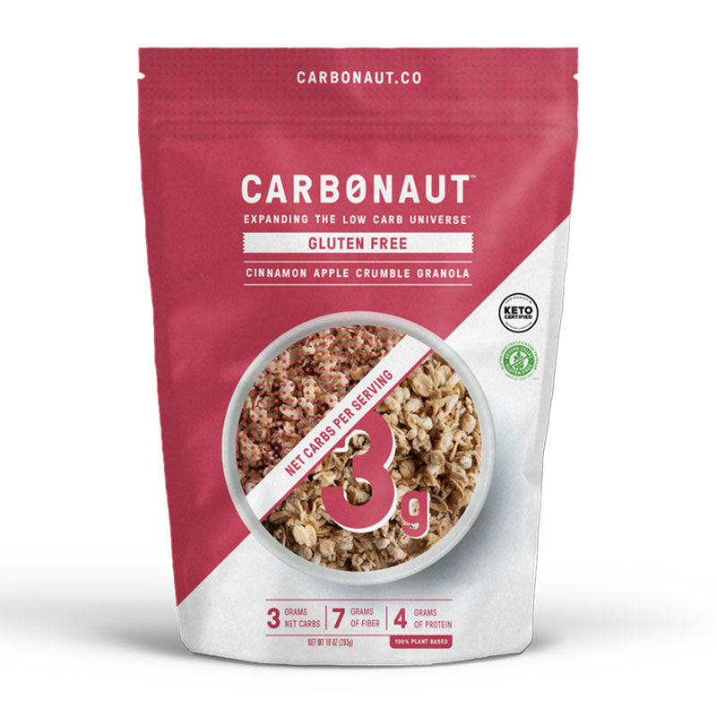 Front of pack image for our delicious Low Carb, Gluten Free Cinnamon Apple Crumble Granola with only 3 grams of net carbs!
