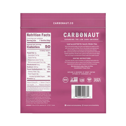 Back of pack image of the Keto Certified Low Carb, Gluten Free Tortillas!