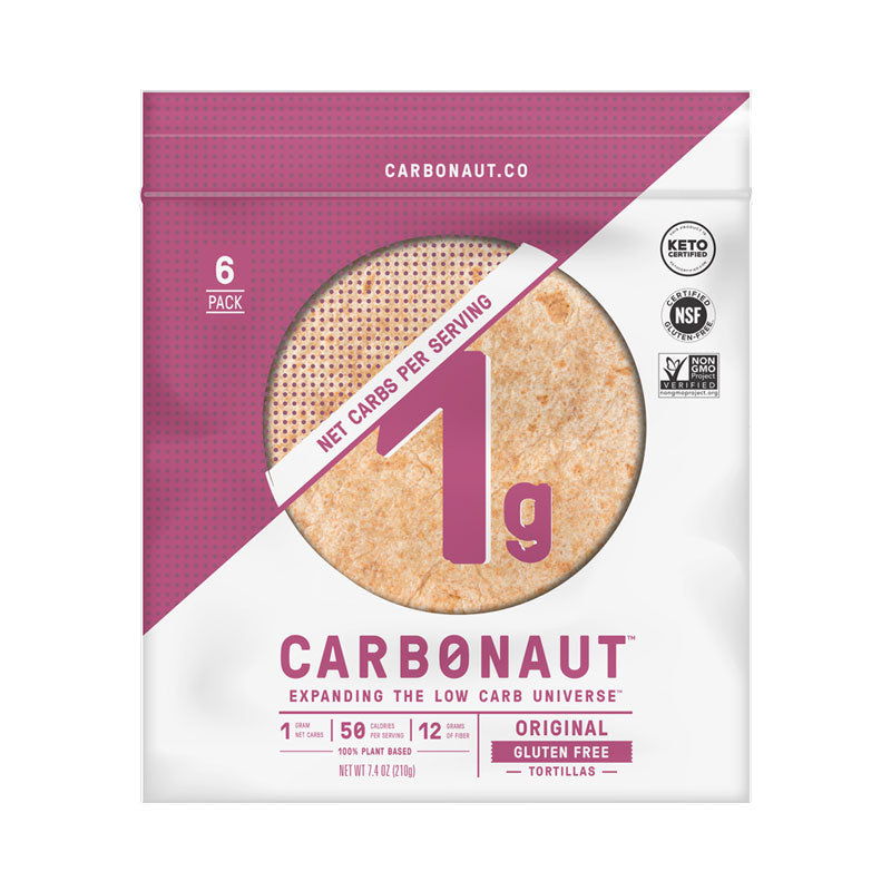 Out of this world wraps, burritos, and fajitas are ready to roll in soft, low net carb tortillas. Pile on the protein and spread your favorite fillings on a sturdy but stretchy base without fear—Carbonaut Gluten Free Tortillas are engineered to hold up to healthy appetites. All with only 1 gram of net carbs. So your tasty low carb cargo is containment breach safe from plate to port!