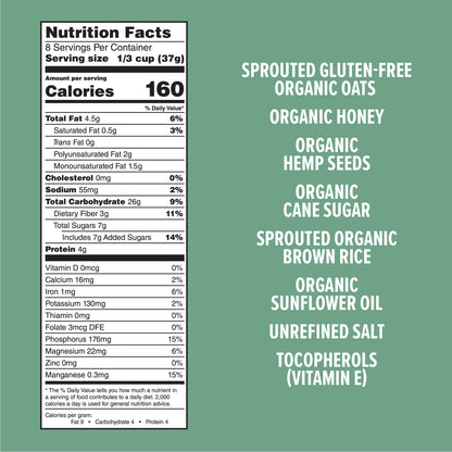 Organic Sprouted Oat Honey Hemp Granola