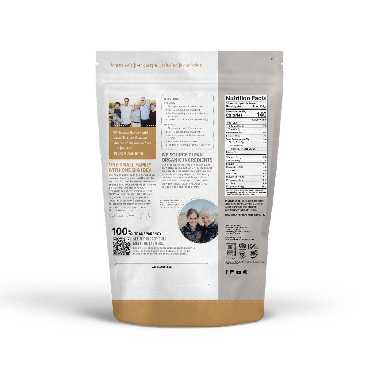Sprouted Coconut Sugar & Spice Organic Instant Oatmeal