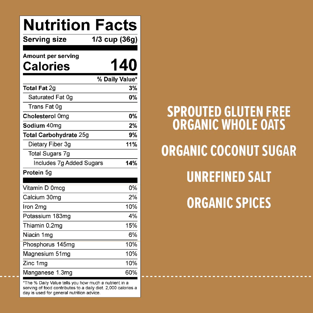 Sprouted Coconut Sugar & Spice Organic Instant Oatmeal