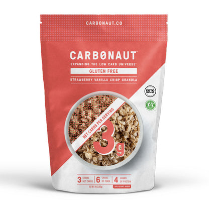 Carbonaut's Low Carb Gluten Free Strawberry Vanilla Crisp Granola! It has only 3 grams of net carbs per serving!