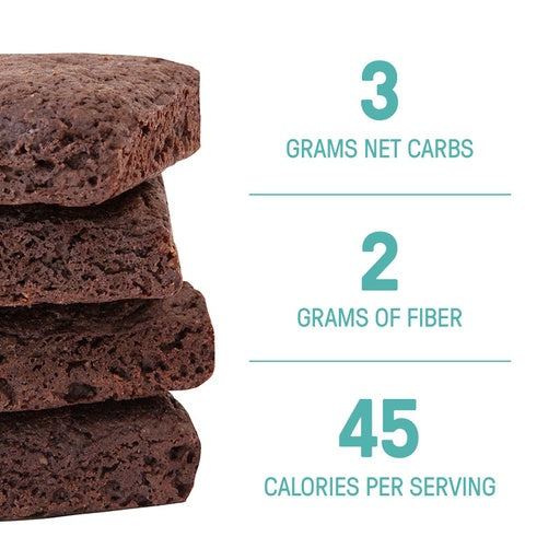 Carbonaut Low Carb Brownie Mix has 3 grams of net carbs, 2 grams of fiber, and 45 calories per serving!