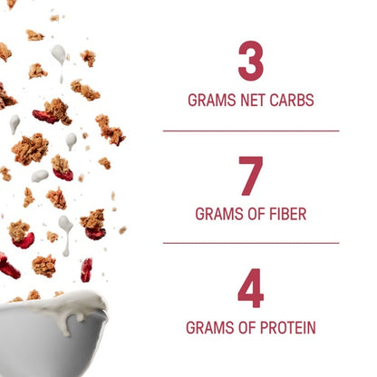 Low Carb Gluten Free Cinnamon Apple Crumble Granola has only 3 grams of net carbs! It has 7 grams of fiber and 4 grams of protein that makes for the perfect breakfast or snack!